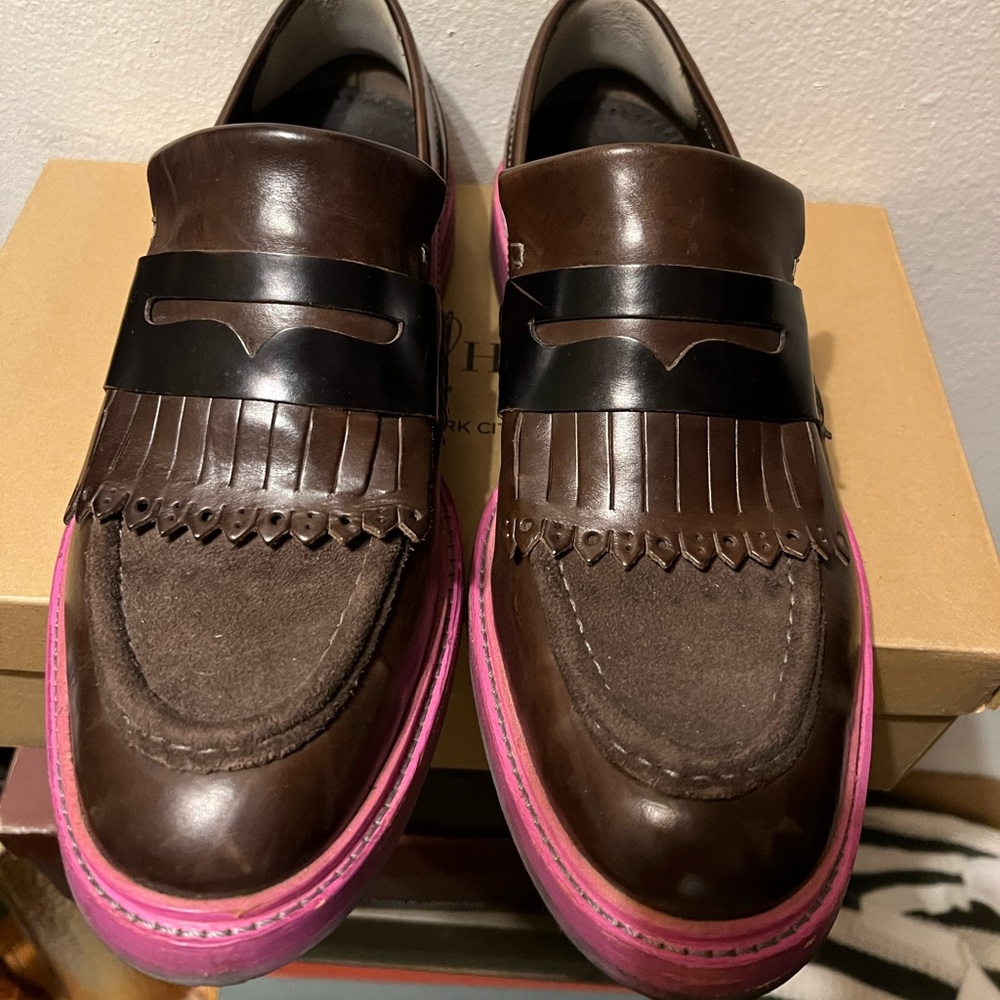 Cole Haan Hawkins Shawl Penny Loafer Size 9.5 Two-Toned Brown Leather/Suede